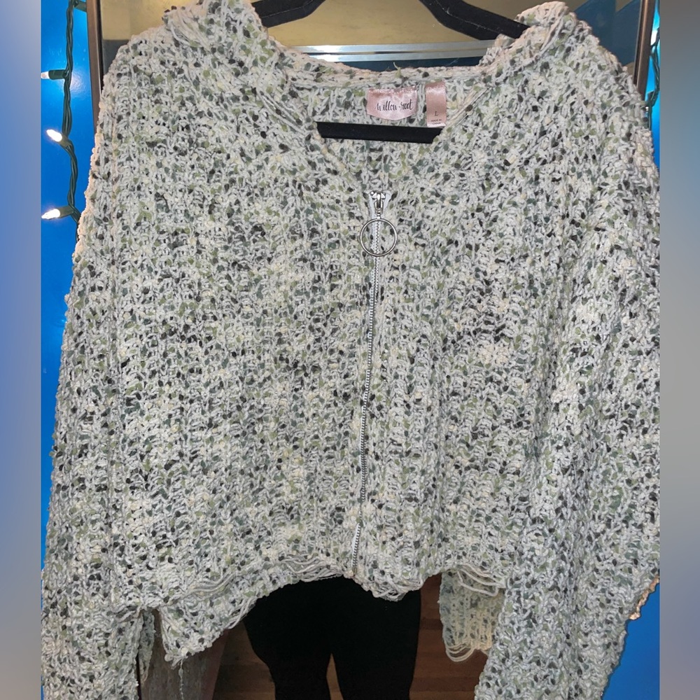 Willow & Root Marled Yarn Zip Hooded Sweater | Size: L